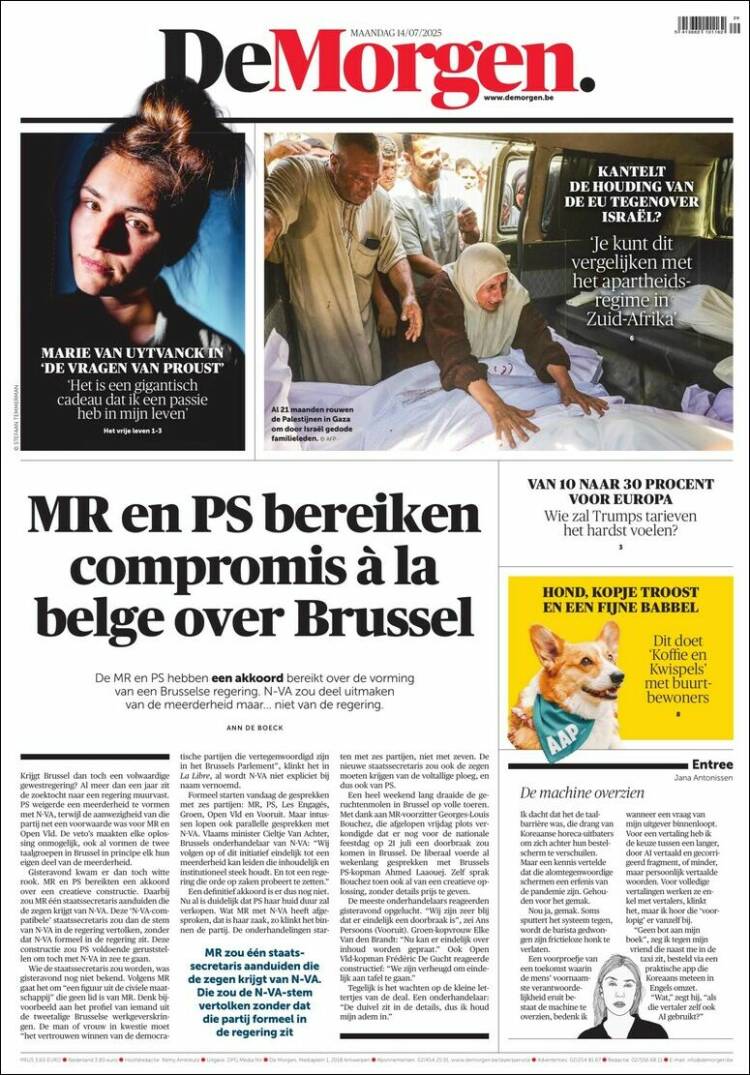 Portada de De Morgen (Belgium)