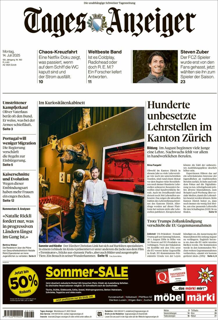 Portada de Tages-Anzeiger (Switzerland)