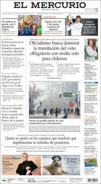 Portada de El Mercurio (Chili)