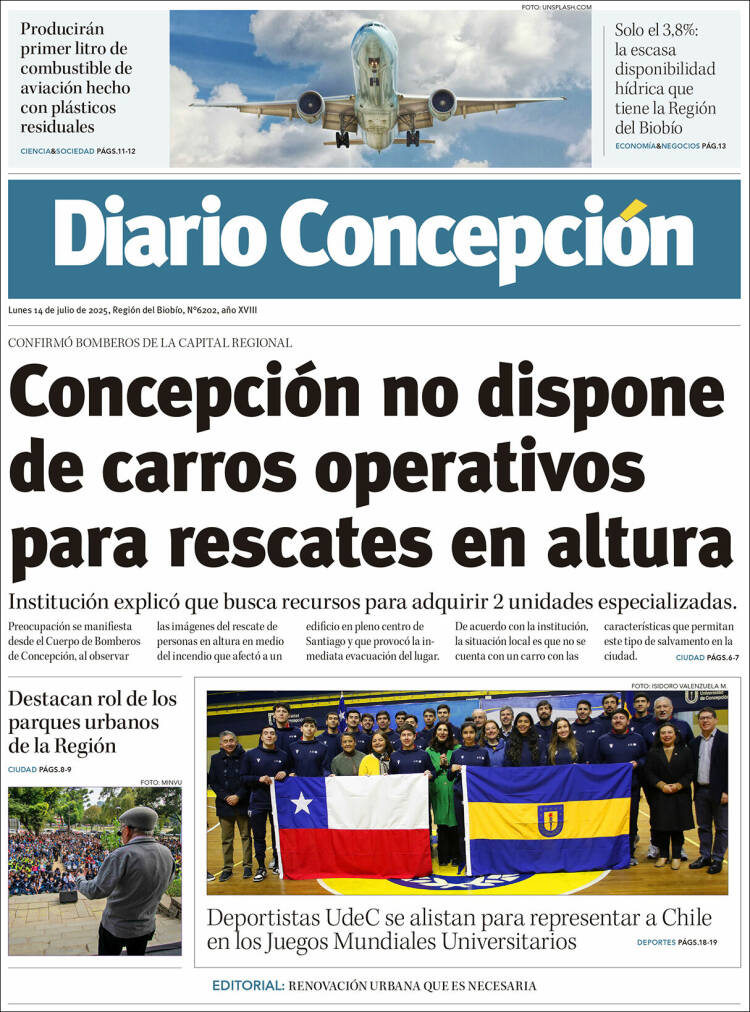 Portada de Diario de Concepción (Chili)