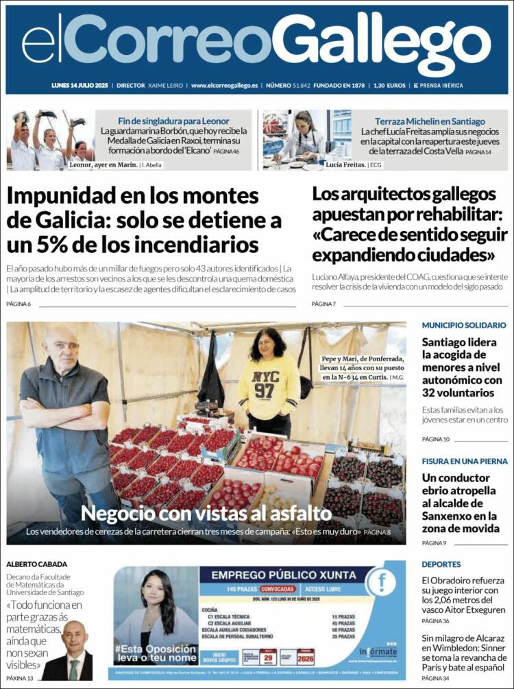 Portada de El Correo Gallego (España)