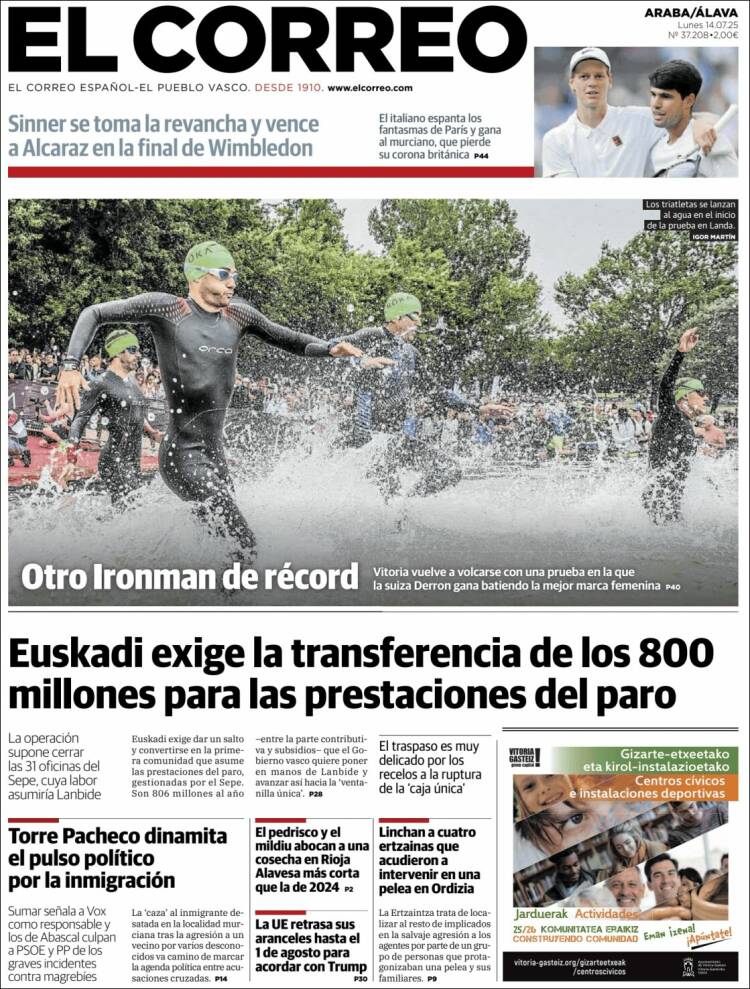 Portada de El Correo - Álava (España)