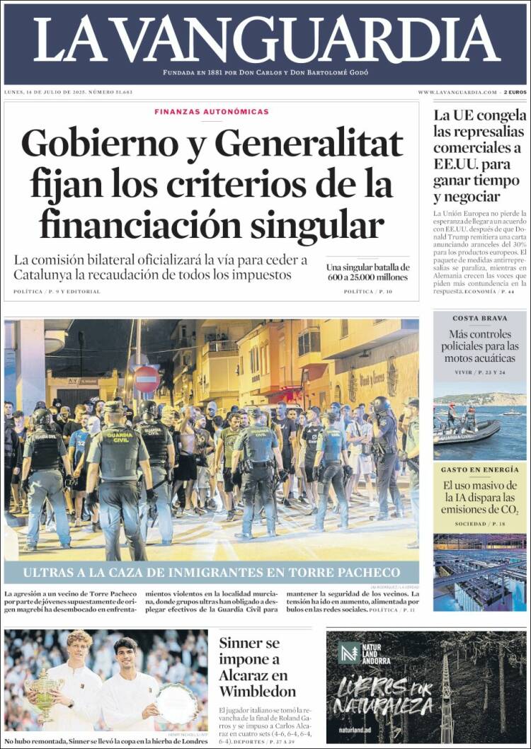 Portada de La Vanguardia (España)
