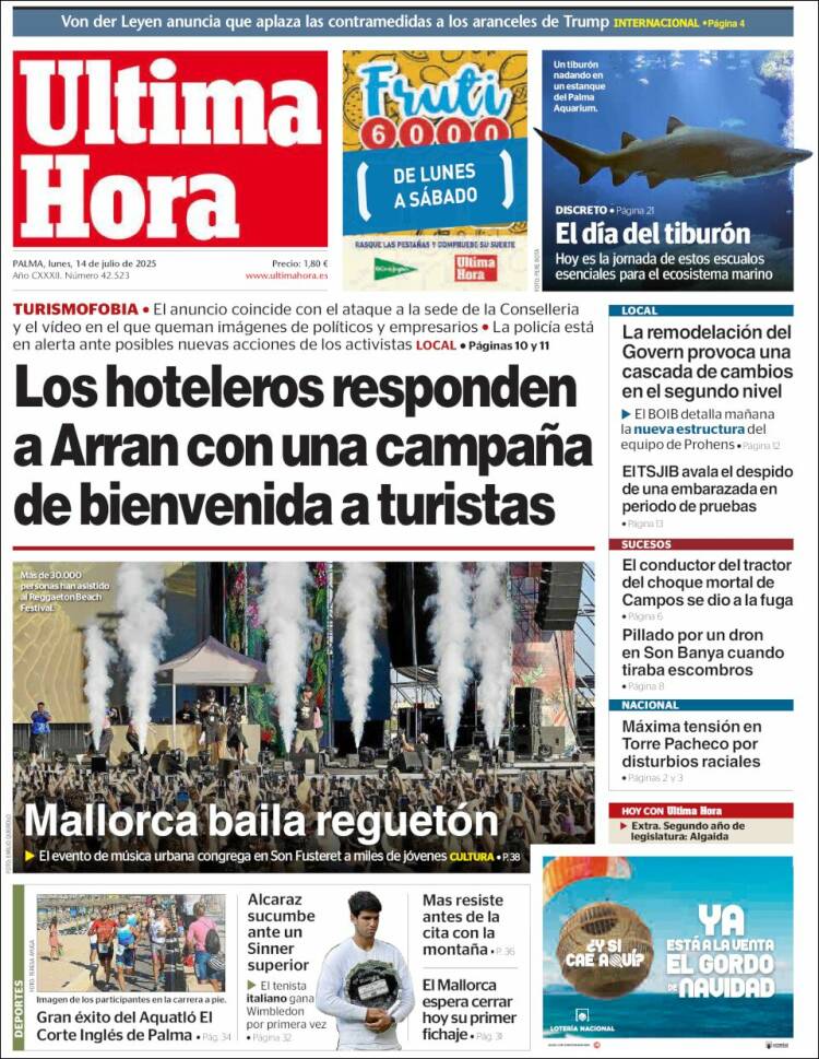 Portada de Última Hora (Espagne)