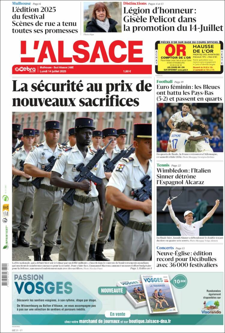 Portada de Journal L'Alsace (France)