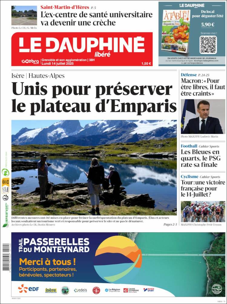 Portada de Le Dauphiné Libéré (France)