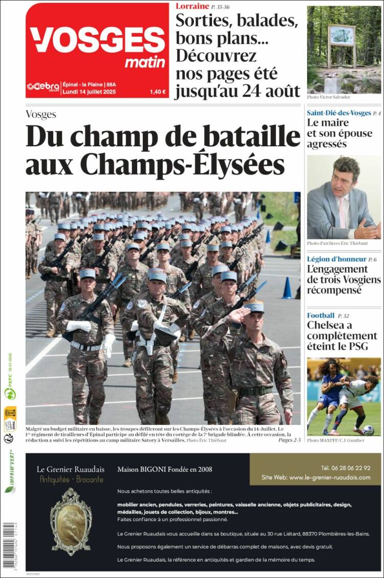 Portada de Vosges Matin (France)