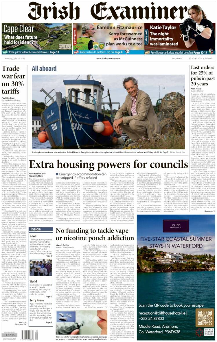 Portada de Irish Examiner (Ireland)