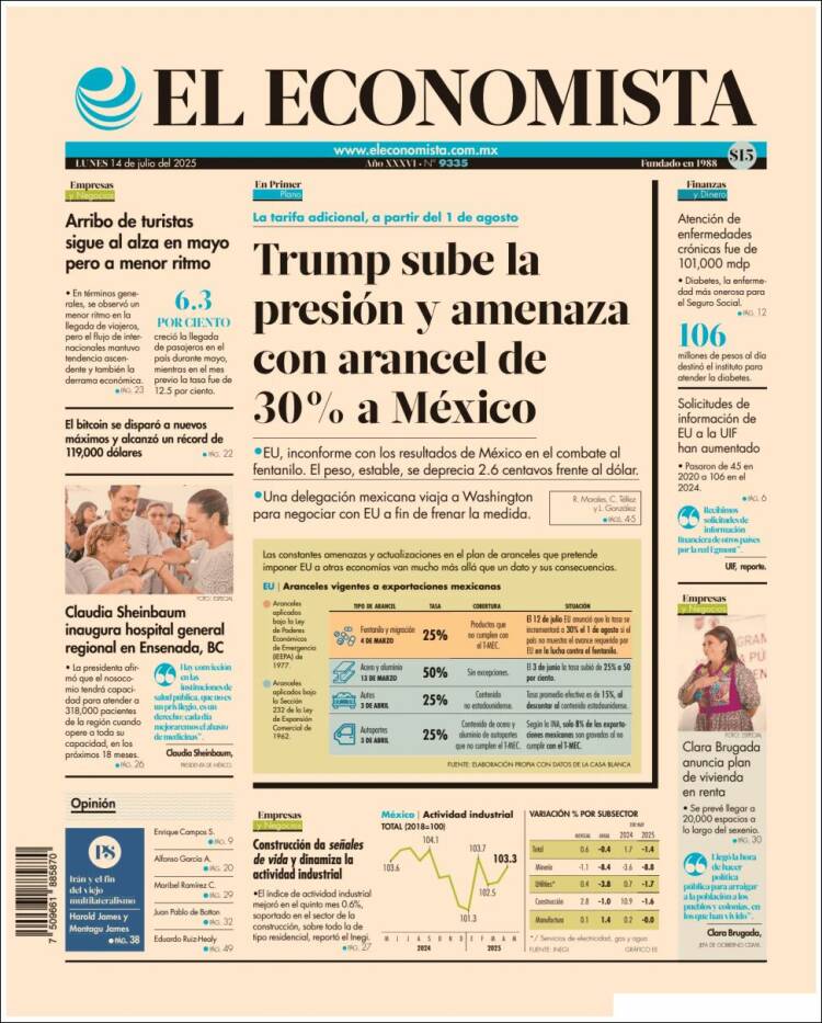 Portada de El Economista (Mexico)