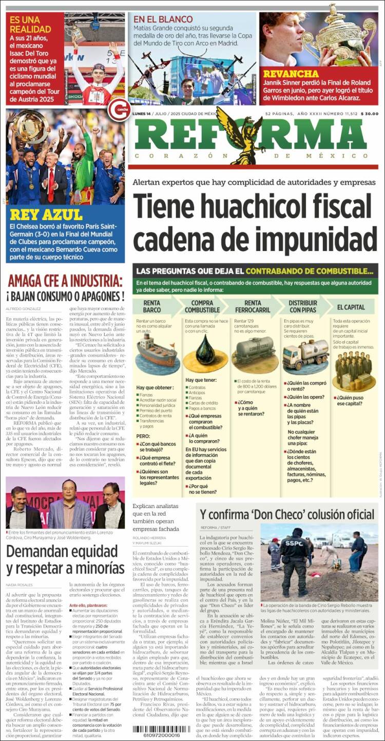 Portada de Reforma (México)
