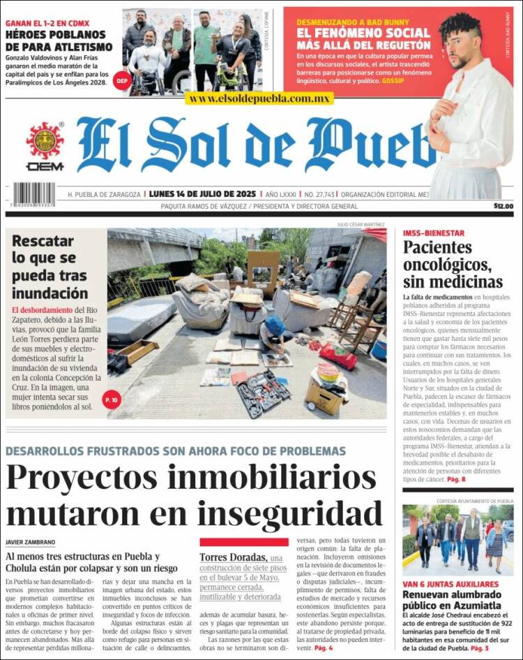 Portada de El Sol de Puebla (Mexico)