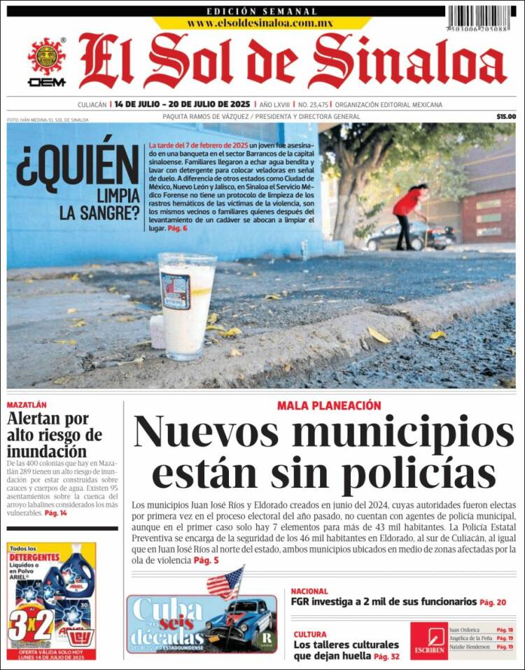 Portada de El Sol de Sinaloa (Mexico)