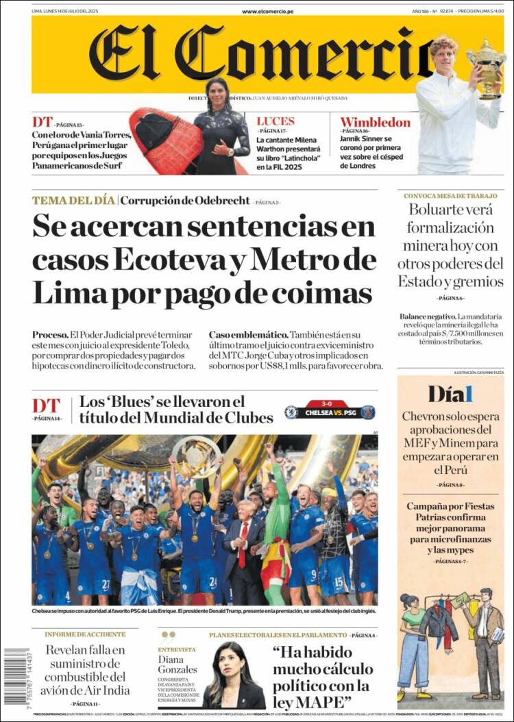 Portada de El Comercio (Peru)