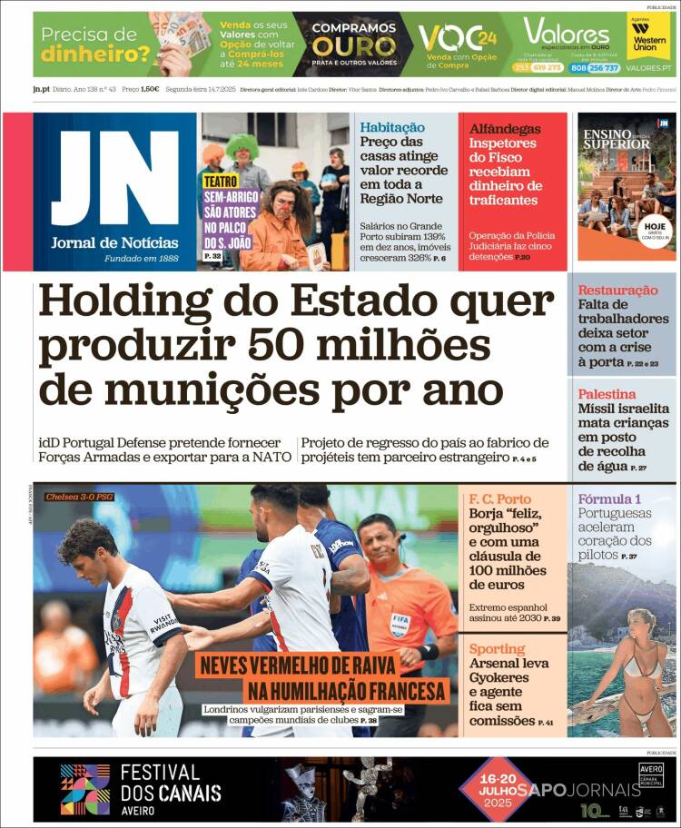 Portada de Jornal de Notícias (Portugal)