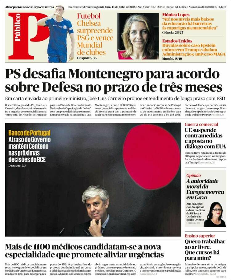 Portada de Público (Portugal)