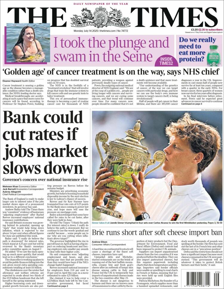 Portada de The Times (United Kingdom)