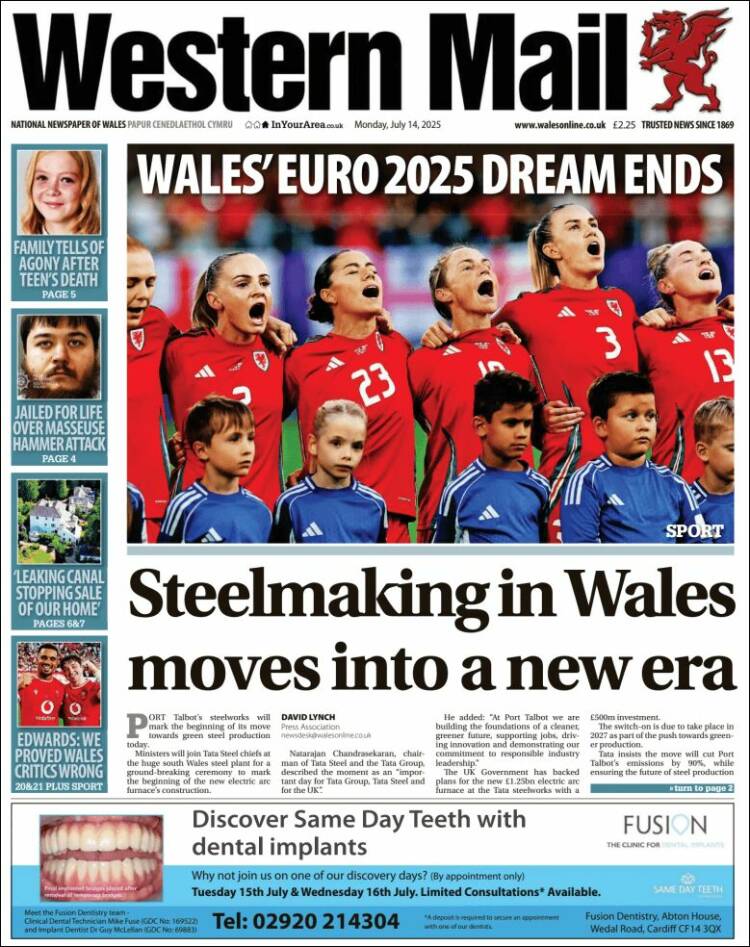 Portada de Western Mail (United Kingdom)