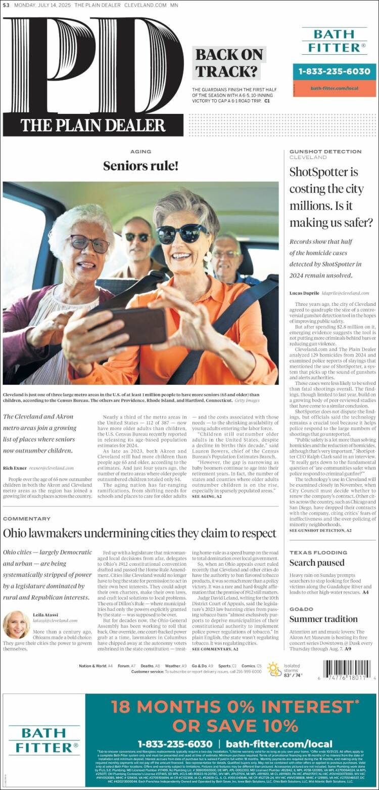 Portada de The Plain Dealer (États-Unis)