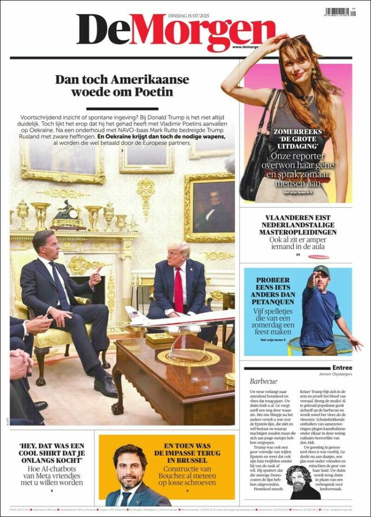 Portada de De Morgen (Belgium)