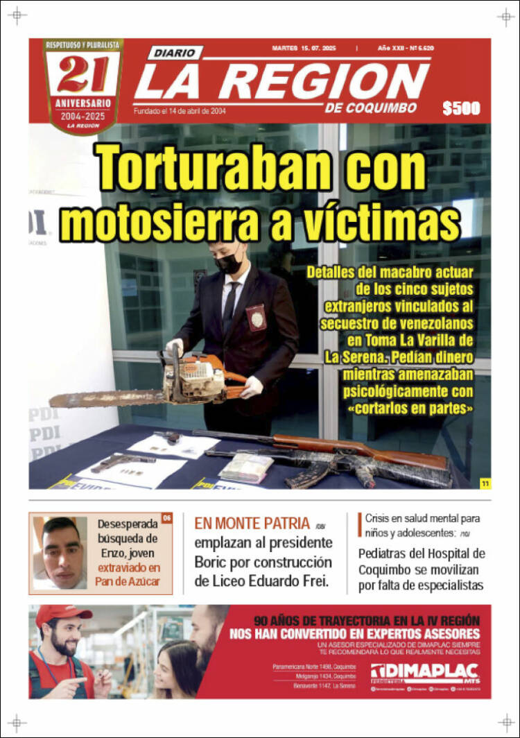Portada de Diario La Región de Coquimbo (Chile)