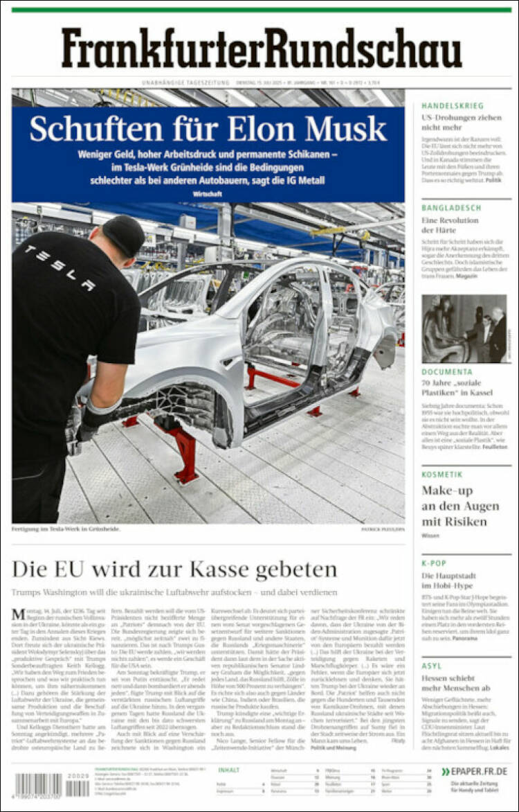 Portada de Frankfurter Rundschau (Germany)