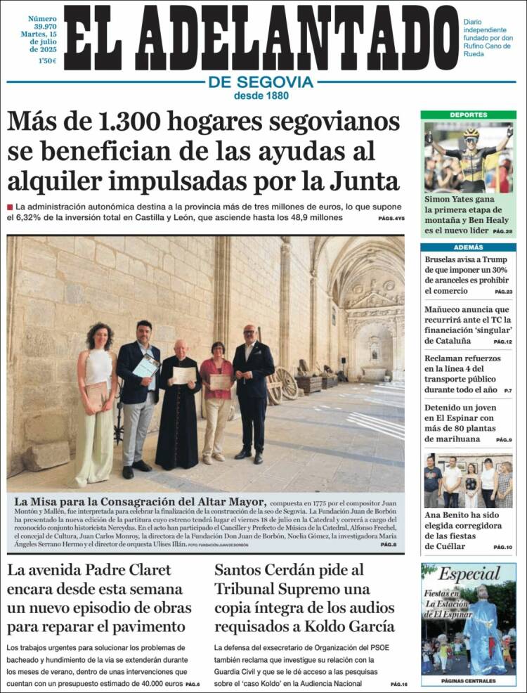 Portada de El Adelantado de Segovia (Spain)