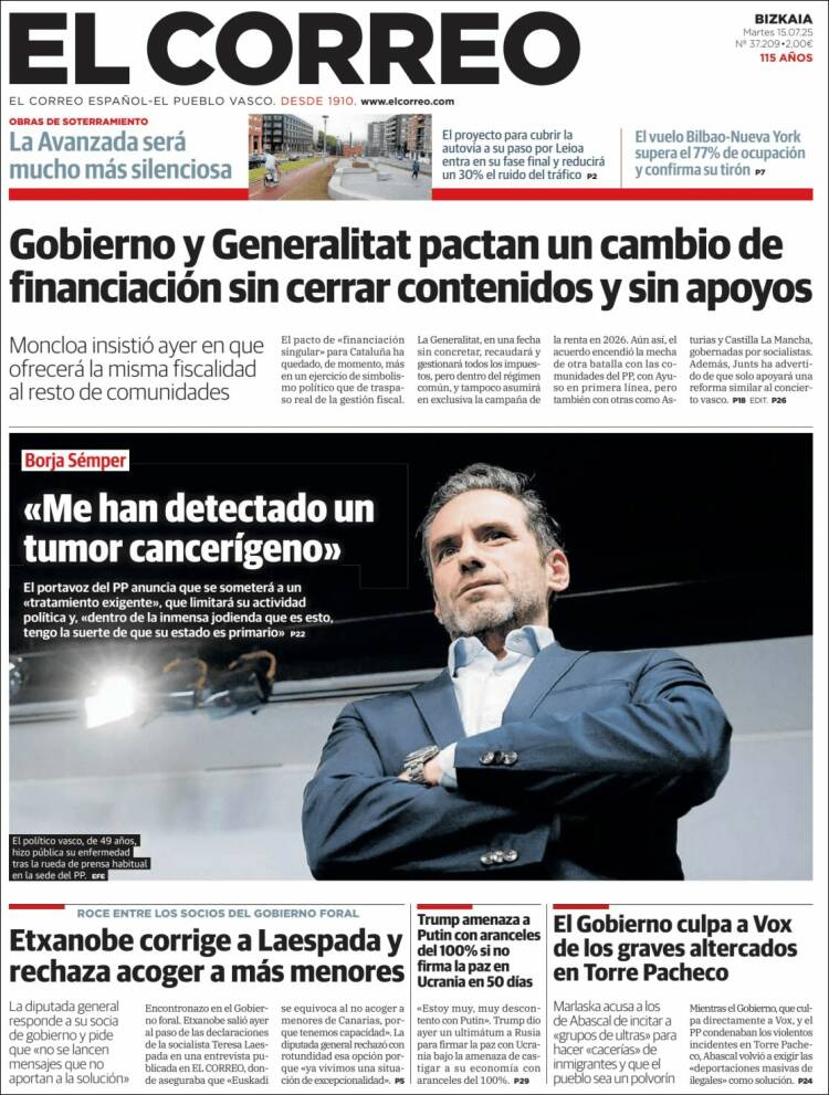 Portada de El Correo (España)