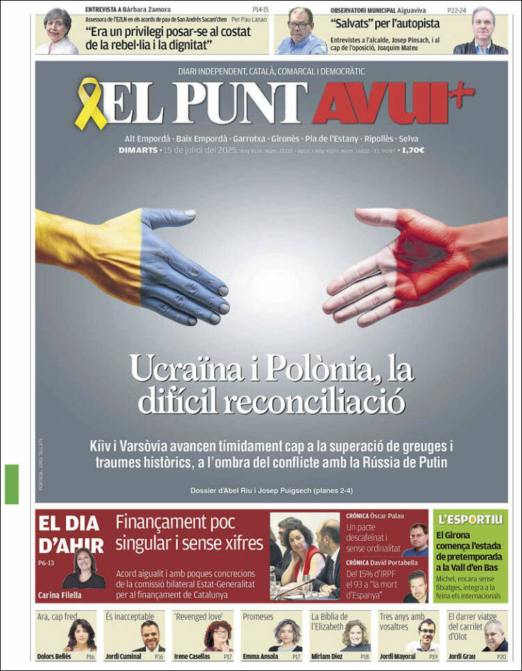 Portada de El Punt Avui - Girona (Espagne)
