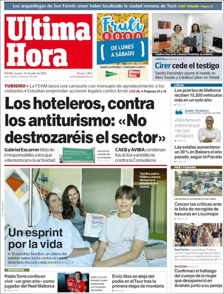 Portada de Última Hora (Espagne)