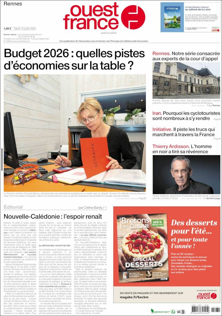 Portada de Ouest France (France)