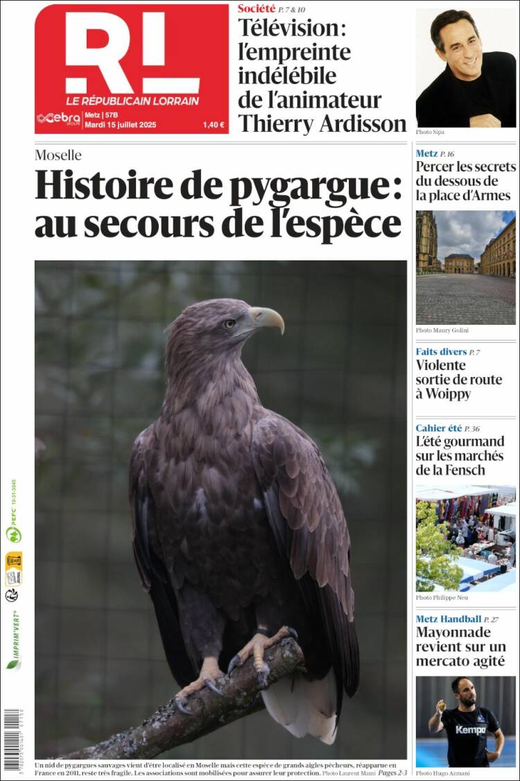 Portada de Le Republicain Lorrain (France)