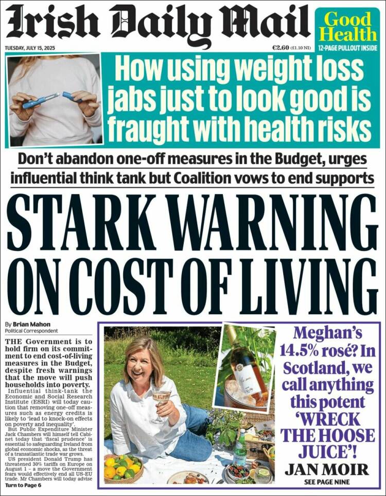 Portada de Irish Daily Mail (Ireland)