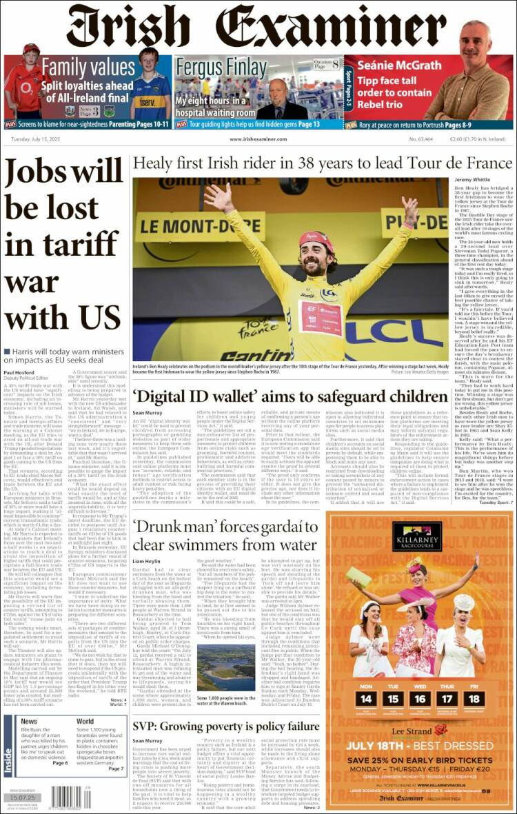 Portada de Irish Examiner (Ireland)