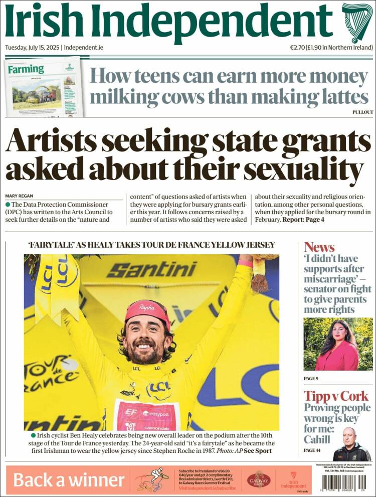 Portada de Irish Independent (Ireland)