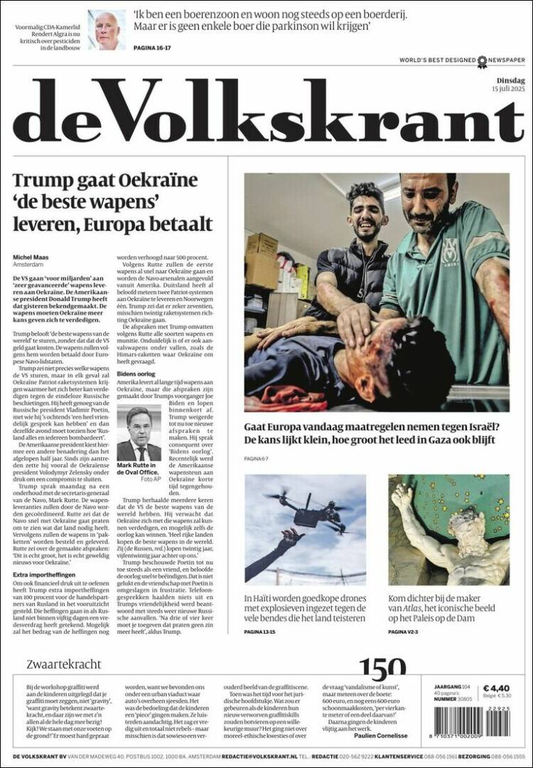 Portada de De Volkskrant (Pays-Bas)
