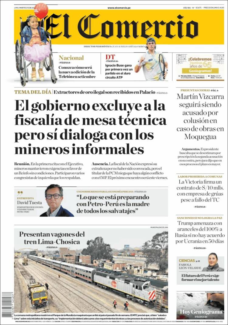 Portada de El Comercio (Perú)