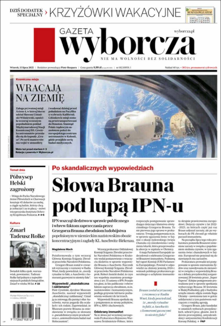 Portada de Gazeta Wyborcza (Poland)