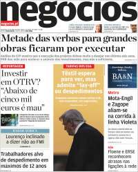 Portada de Jornal de Negócios (Portugal)
