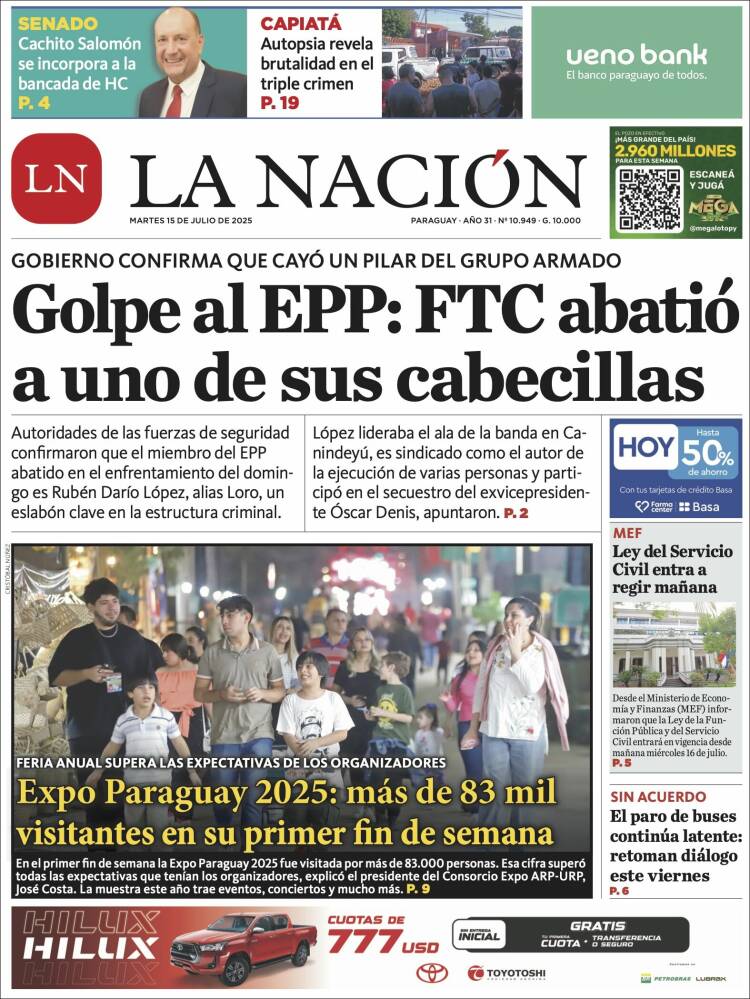 Portada de La Nación (Paraguay)