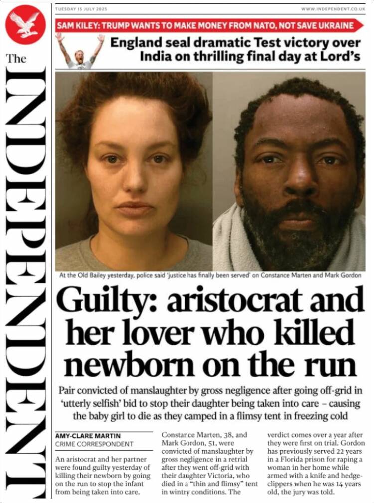 Portada de The Independent (United Kingdom)