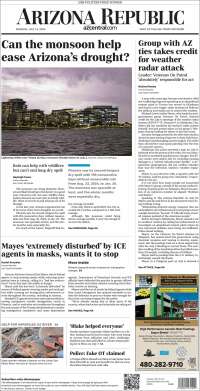Portada de Arizona Republic News (USA)