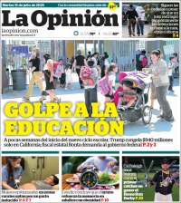 Portada de La Opinión (USA)