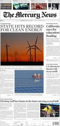 Portada de San Jose Mercury News (USA)