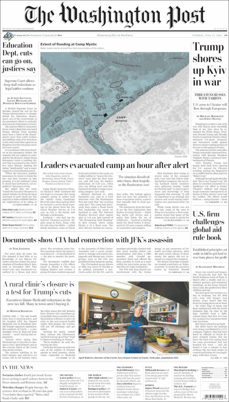 Portada de The Washington Post (États-Unis)