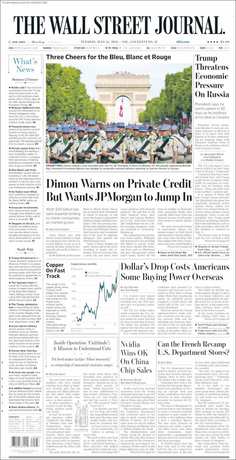 Portada de Wall Street Journal (USA)