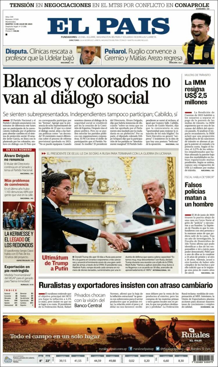 Portada de El País (Uruguay)