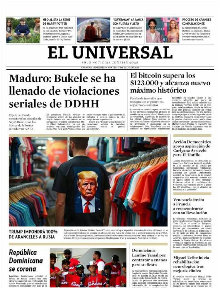 Portada de Universal (Venezuela)