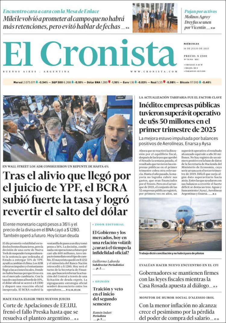 Portada de El Cronista Comercial (Argentina)