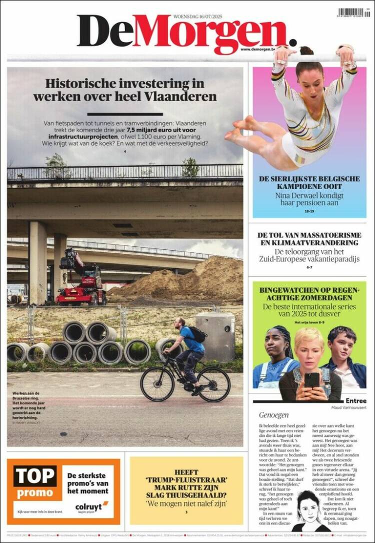 Portada de De Morgen (Belgium)
