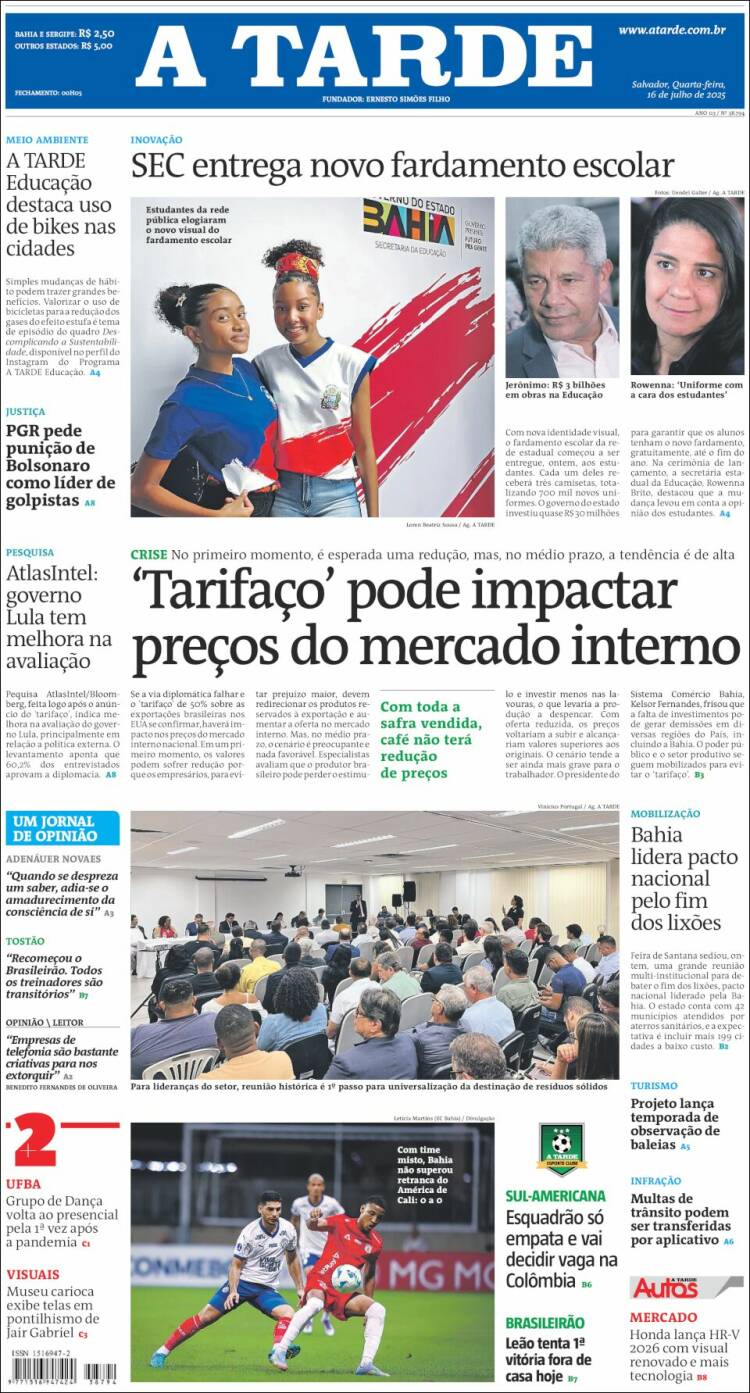 Portada de Diário A Tarde (Brasil)